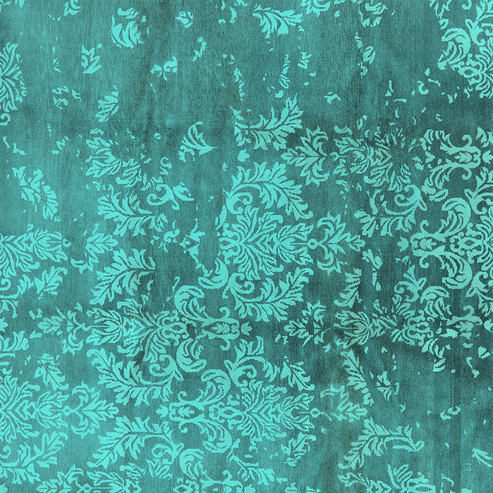 Square Machine Washable Oriental Turquoise Industrial Area Rugs, wshurb486turq