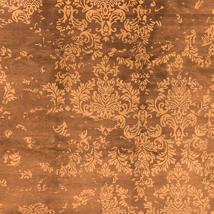 Square Machine Washable Oriental Orange Industrial Area Rugs, wshurb486org