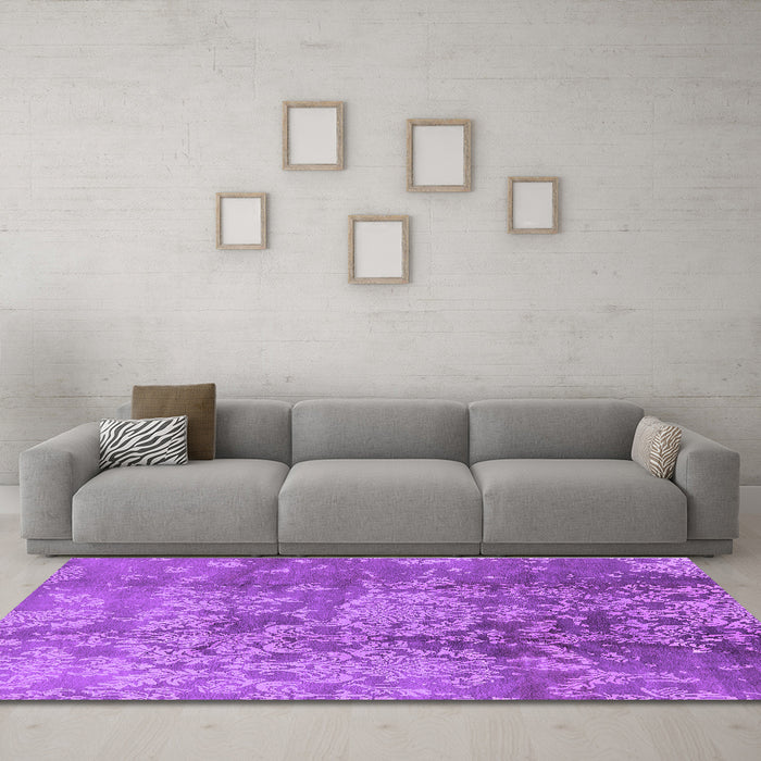 Machine Washable Oriental Purple Industrial Area Rugs in a Living Room, wshurb486pur