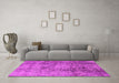 Machine Washable Oriental Pink Industrial Rug in a Living Room, wshurb486pnk