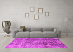Machine Washable Oriental Pink Industrial Rug in a Living Room, wshurb486pnk