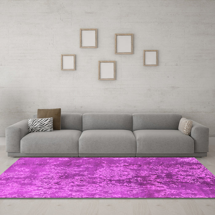 Machine Washable Oriental Pink Industrial Rug in a Living Room, wshurb486pnk