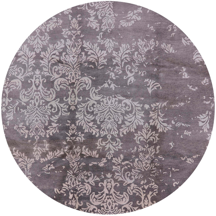 Round Mid-Century Modern Purple Oriental Rug, urb486