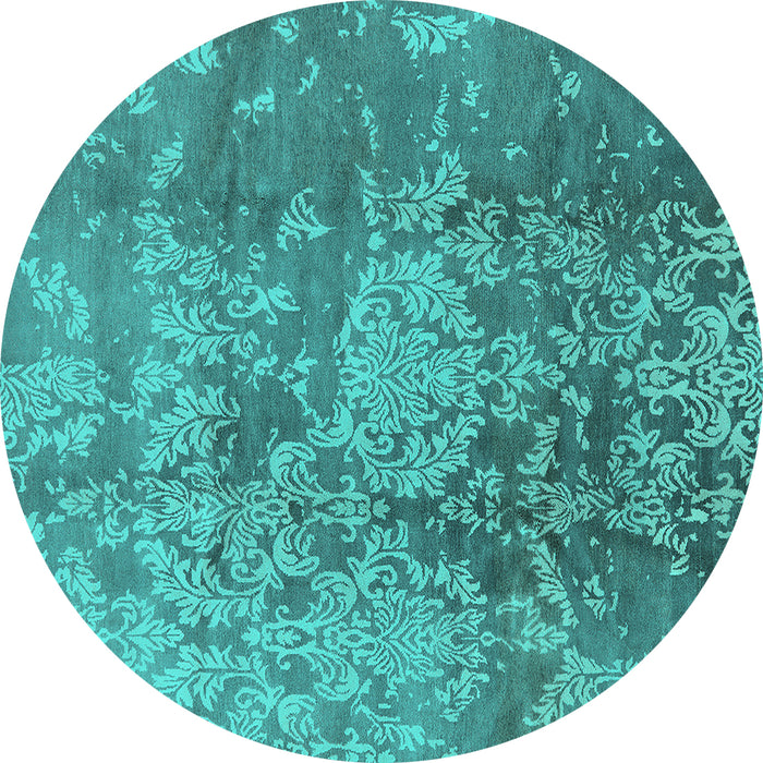 Round Oriental Turquoise Industrial Rug, urb486turq