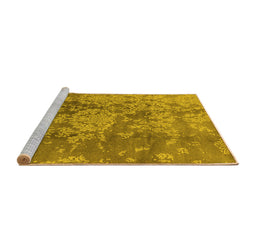 Sideview of Machine Washable Oriental Yellow Industrial Rug, wshurb486yw