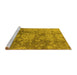 Sideview of Machine Washable Oriental Yellow Industrial Rug, wshurb486yw