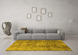 Machine Washable Oriental Yellow Industrial Rug in a Living Room, wshurb486yw