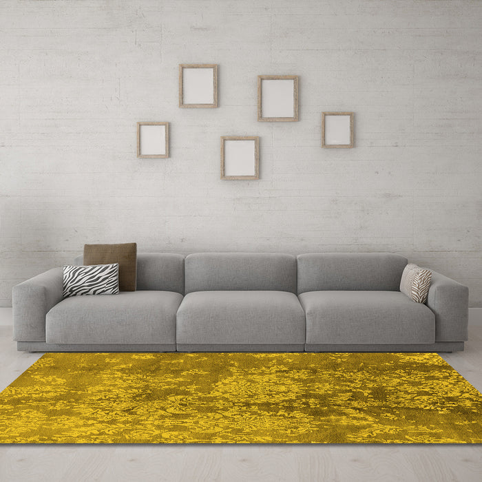 Machine Washable Oriental Yellow Industrial Rug in a Living Room, wshurb486yw