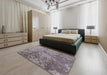 Mid-Century Modern Purple Oriental Rug in a Bedroom, urb486