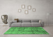 Machine Washable Oriental Emerald Green Industrial Area Rugs in a Living Room,, wshurb486emgrn