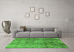 Machine Washable Oriental Green Industrial Area Rugs in a Living Room,, wshurb486grn