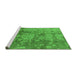 Sideview of Machine Washable Oriental Green Industrial Area Rugs, wshurb486grn