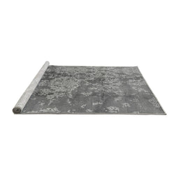 Sideview of Machine Washable Oriental Gray Industrial Rug, wshurb486gry