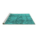 Sideview of Machine Washable Oriental Turquoise Industrial Area Rugs, wshurb486turq