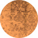 Round Machine Washable Oriental Orange Industrial Area Rugs, wshurb487org