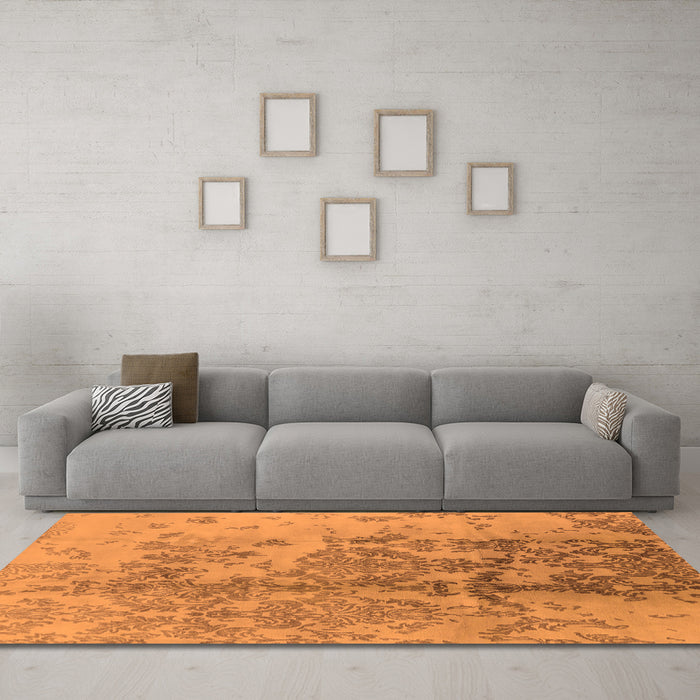Machine Washable Oriental Orange Industrial Area Rugs in a Living Room, wshurb487org