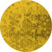 Round Oriental Yellow Industrial Rug, urb487yw