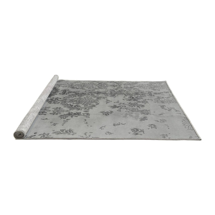 Sideview of Machine Washable Oriental Gray Industrial Rug, wshurb487gry