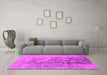 Machine Washable Oriental Pink Industrial Rug in a Living Room, wshurb487pnk