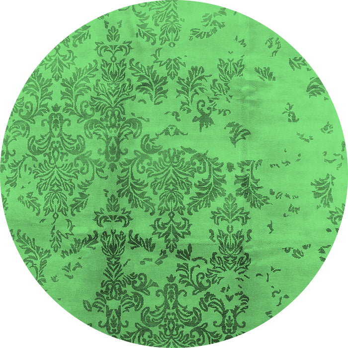 Round Oriental Emerald Green Industrial Rug, urb487emgrn