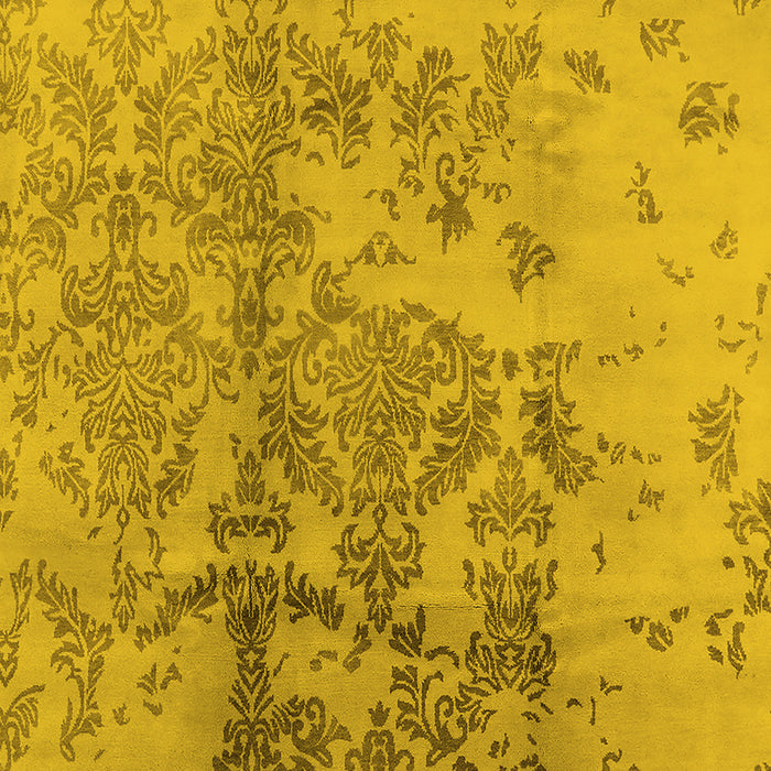 Machine Washable Oriental Yellow Industrial Rug, wshurb487yw