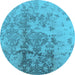 Round Oriental Light Blue Industrial Rug, urb487lblu