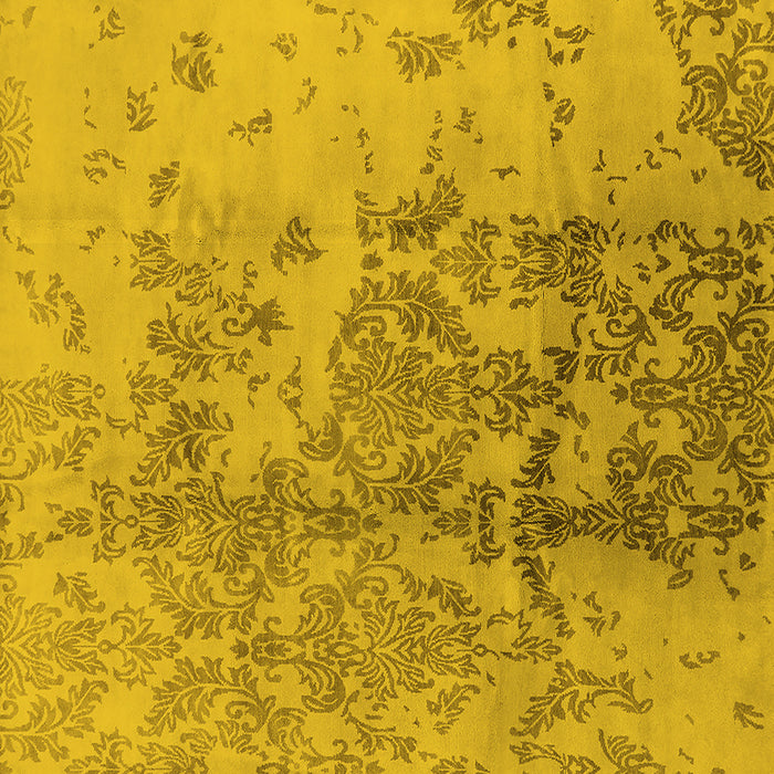 Square Machine Washable Oriental Yellow Industrial Rug, wshurb487yw