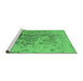 Sideview of Machine Washable Oriental Emerald Green Industrial Area Rugs, wshurb487emgrn