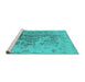 Sideview of Machine Washable Oriental Turquoise Industrial Area Rugs, wshurb487turq