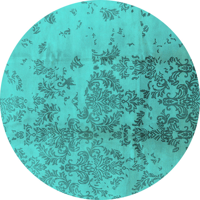 Round Oriental Turquoise Industrial Rug, urb487turq
