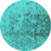 Round Oriental Turquoise Industrial Rug, urb487turq