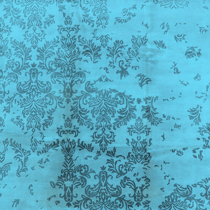 Square Machine Washable Oriental Light Blue Industrial Rug, wshurb487lblu