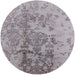 Round Mid-Century Modern Silver Pink Oriental Rug, urb487