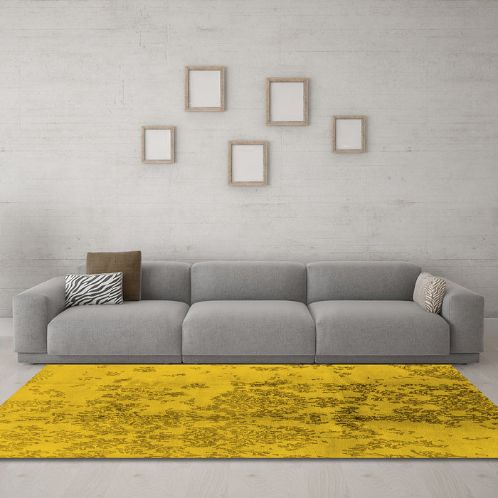 Machine Washable Oriental Yellow Industrial Rug in a Living Room, wshurb487yw