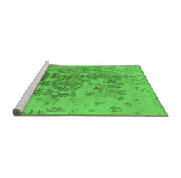 Sideview of Machine Washable Oriental Green Industrial Area Rugs, wshurb487grn
