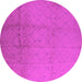 Round Machine Washable Solid Pink Modern Rug, wshurb488pnk