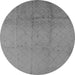 Round Machine Washable Solid Gray Modern Rug, wshurb488gry