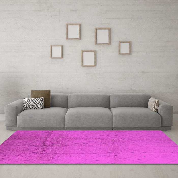 Machine Washable Solid Pink Modern Rug in a Living Room, wshurb488pnk