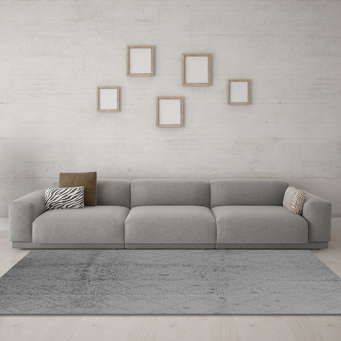 Machine Washable Solid Gray Modern Rug in a Living Room,, wshurb488gry