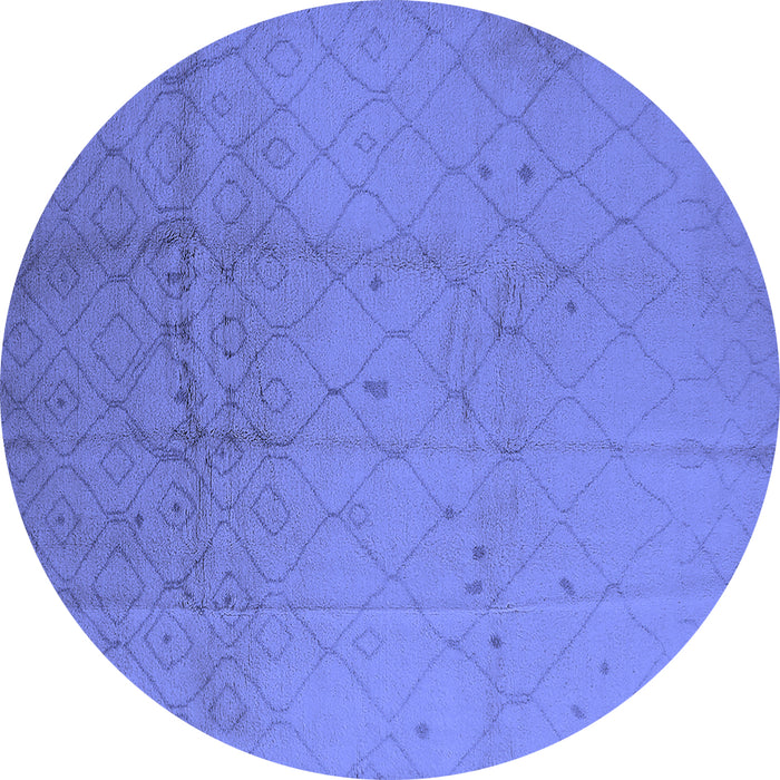 Round Machine Washable Solid Blue Modern Rug, wshurb488blu
