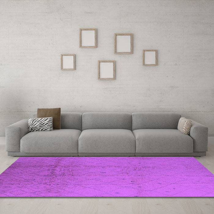 Machine Washable Solid Purple Modern Area Rugs in a Living Room, wshurb488pur
