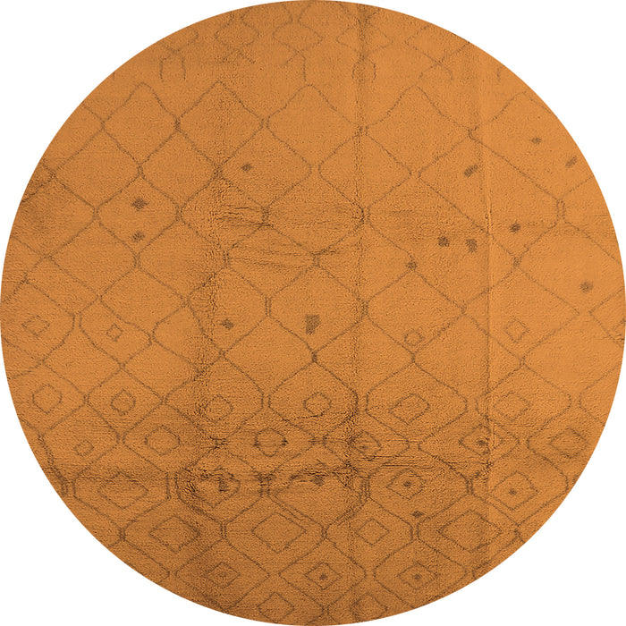 Round Machine Washable Solid Orange Modern Area Rugs, wshurb488org