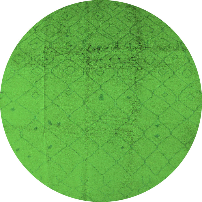 Round Machine Washable Solid Green Modern Area Rugs, wshurb488grn
