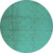 Round Solid Turquoise Modern Rug, urb488turq