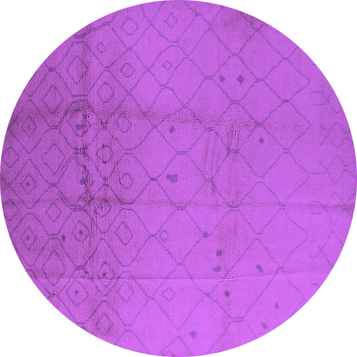 Round Machine Washable Solid Purple Modern Area Rugs, wshurb488pur