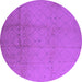 Round Machine Washable Solid Purple Modern Area Rugs, wshurb488pur