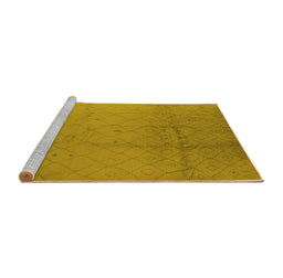 Sideview of Machine Washable Solid Yellow Modern Rug, wshurb488yw