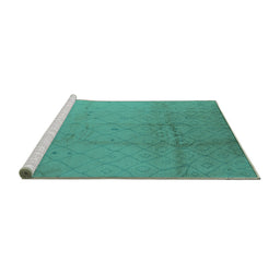 Sideview of Machine Washable Solid Turquoise Modern Area Rugs, wshurb488turq