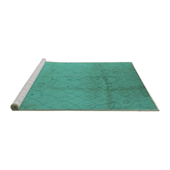 Sideview of Machine Washable Solid Turquoise Modern Area Rugs, wshurb488turq