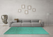 Machine Washable Solid Turquoise Modern Area Rugs in a Living Room,, wshurb488turq